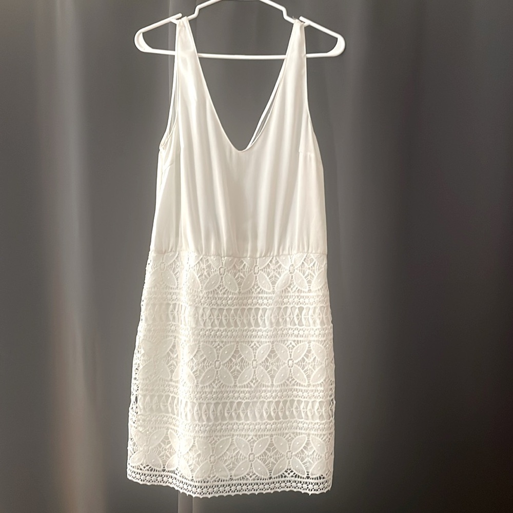 Beautiful white dress with lace overlay waist down